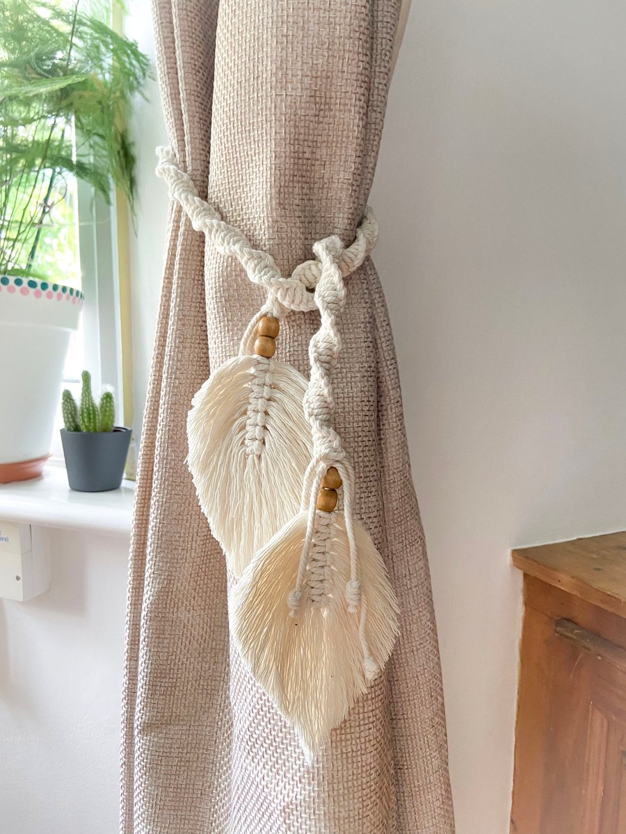 Macrame curtain tie backs, Curtain holdback, Home accessories, Boho tie back