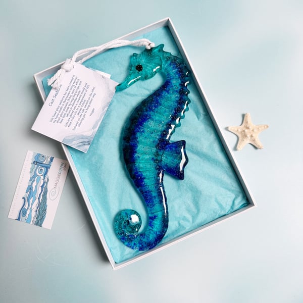 Fused Glass Seahorse - Royal Blue -Turquoise