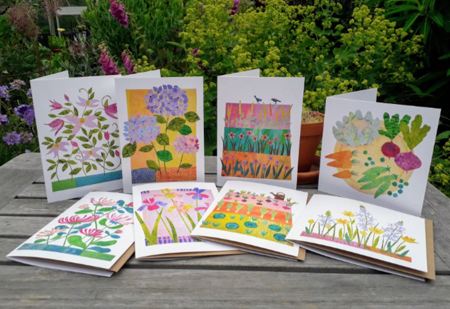 Floral greetings cards, pack of 4, lucky dip, blank inside