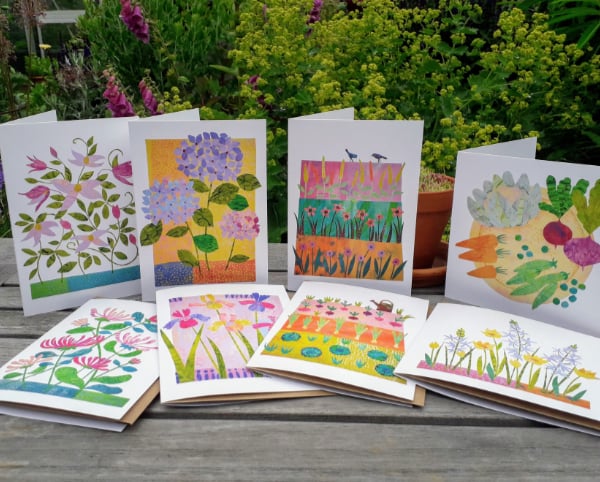 Floral greetings cards, pack of 4, lucky dip, blank inside