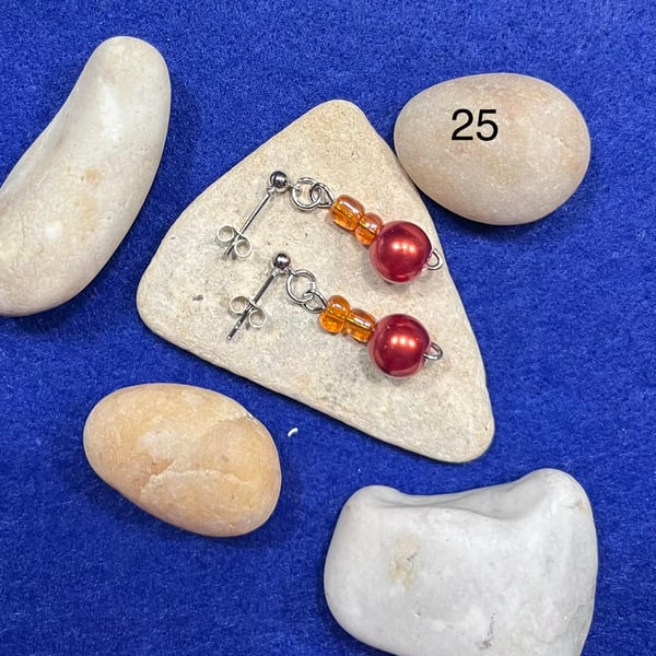 Beautiful orange dangling earrings.