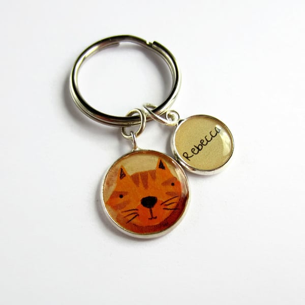 Cute Personalised Ginger Cat Key Ring