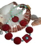 Turquoise and Shell Necklace with Magnetic Clasp, Coastal, statement necklace