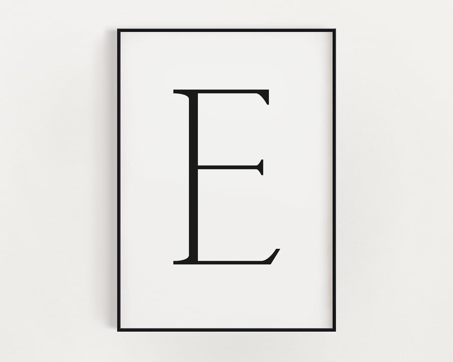 LETTER E PRINT, Minimalist Wall Art, Letter E Printable, Letter Wall Decor