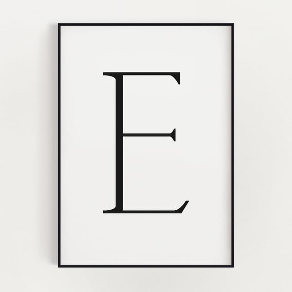 LETTER E PRINT, Minimalist Wall Art, Letter E Printable, Letter Wall Decor