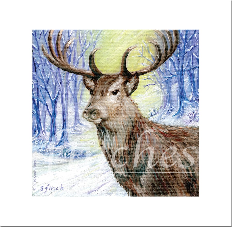 Spirit of Stag - Blank Greeting Card with nature spirit totem message