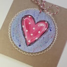 Cute Keepsake Loveheart cards with wooden hanging decoration.