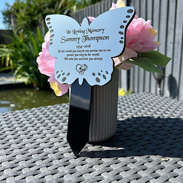 Personalised Memorial Plaque, Pet memorial plaques, Grave Marker, Butterfly Stak