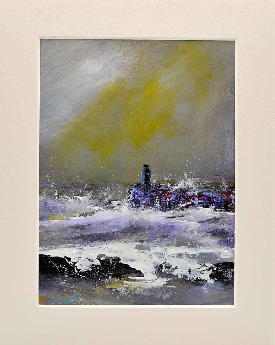 Original Painting of a Lighthouse in a Storm (10 x 8 inches)