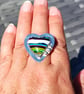 Surfite Heart Adjustable Ring Sterling Silver Jewellery Gift Upcycle Handmade - Image 1