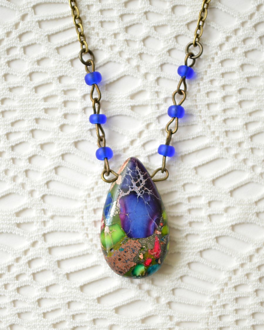 Dainty Rainbow Jasper Necklace