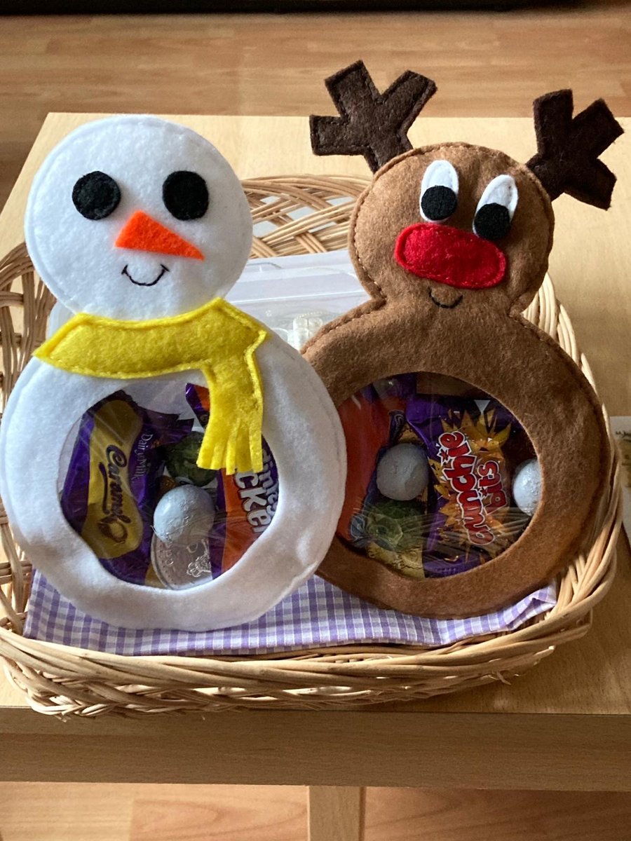 Hand Stitched Reindeer or Snowman filled with chocolates