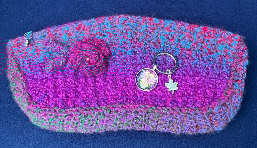 Make up bag and keyring set – Purple multi glitter - Special Gift