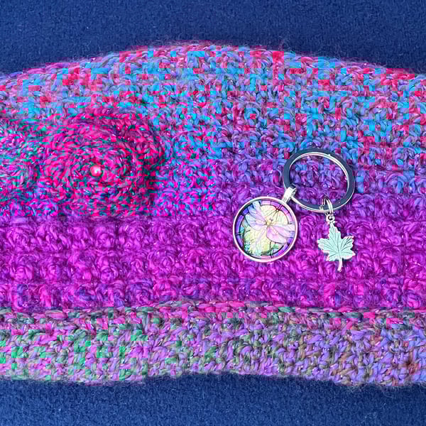 Make up bag and keyring set – Purple multi glitter - Special Gift