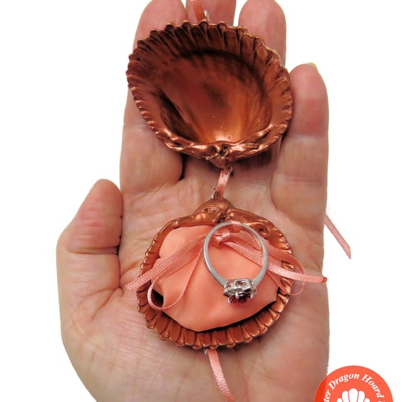 Unique shell engagement ring box idea for handfasting, wedding keepsake