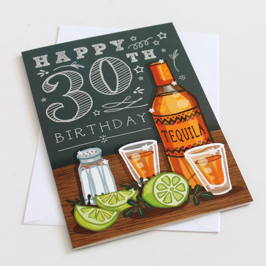 30th Happy Birthday Card  - Large, A5 - 148x210mm
