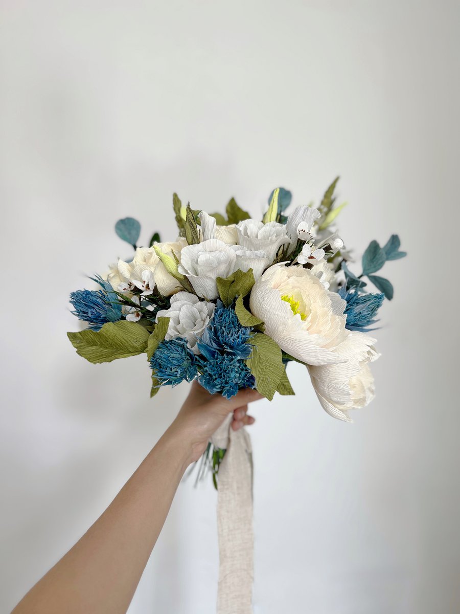 Paper Flowers Bouquet - Blue