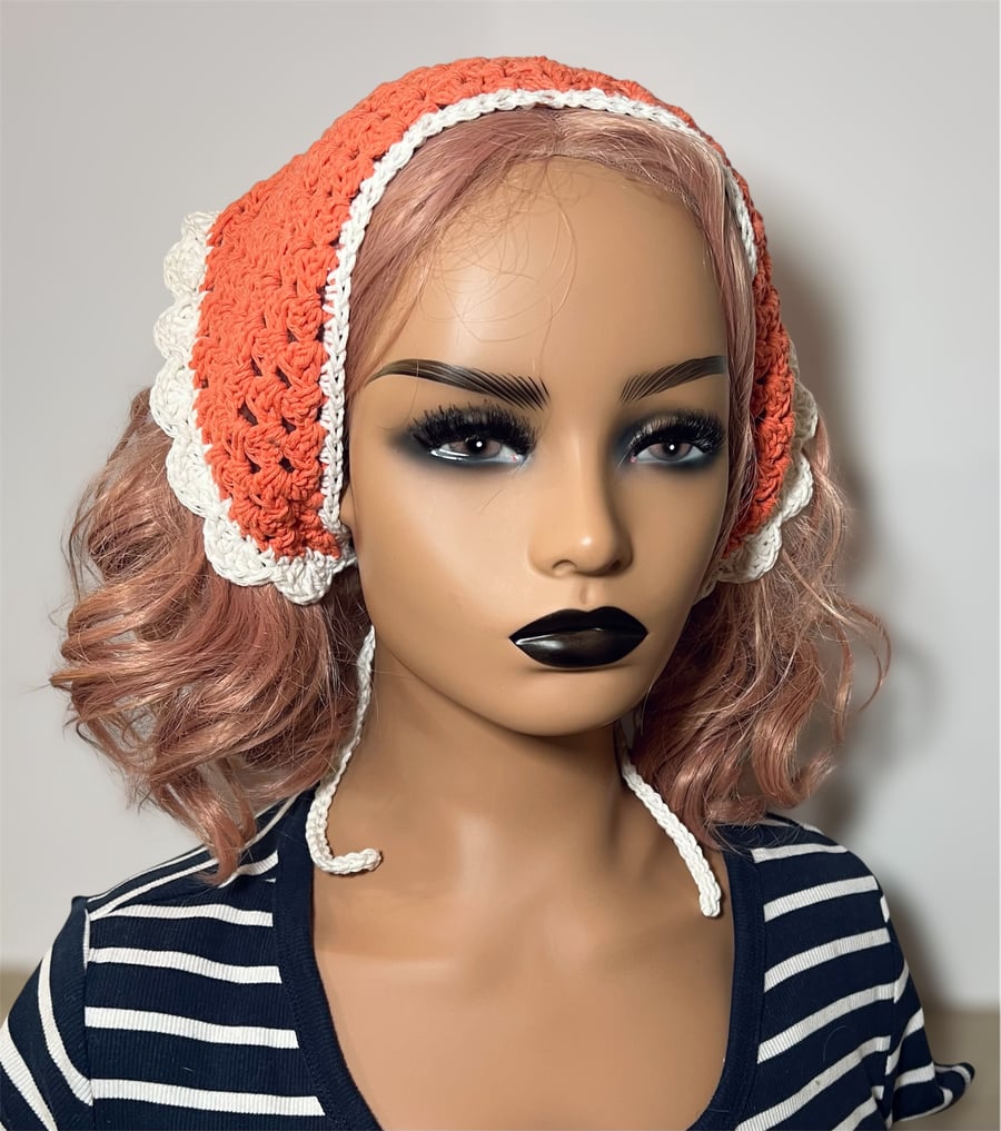 Handmade crochet boho bandana headscarf 