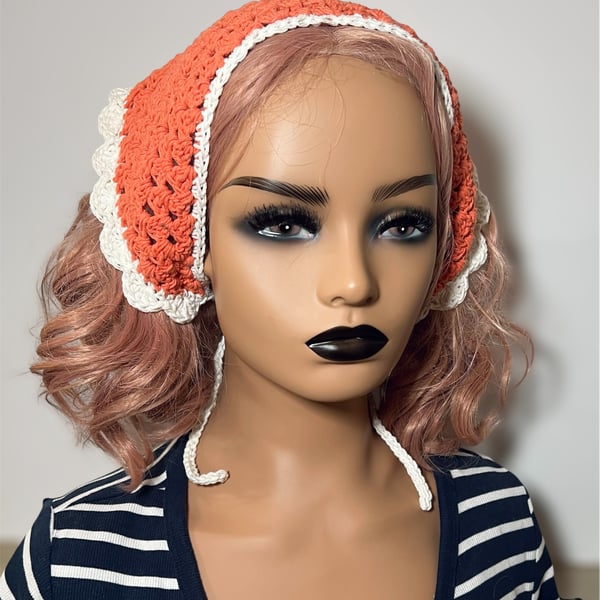 Handmade crochet boho bandana headscarf 