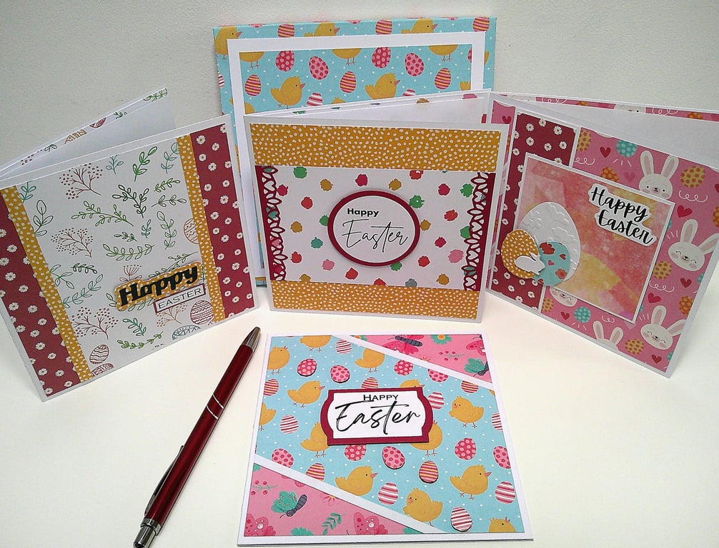 Boxed set of 4 Easter Cards - Bright colourful cards to send Easter Wishes