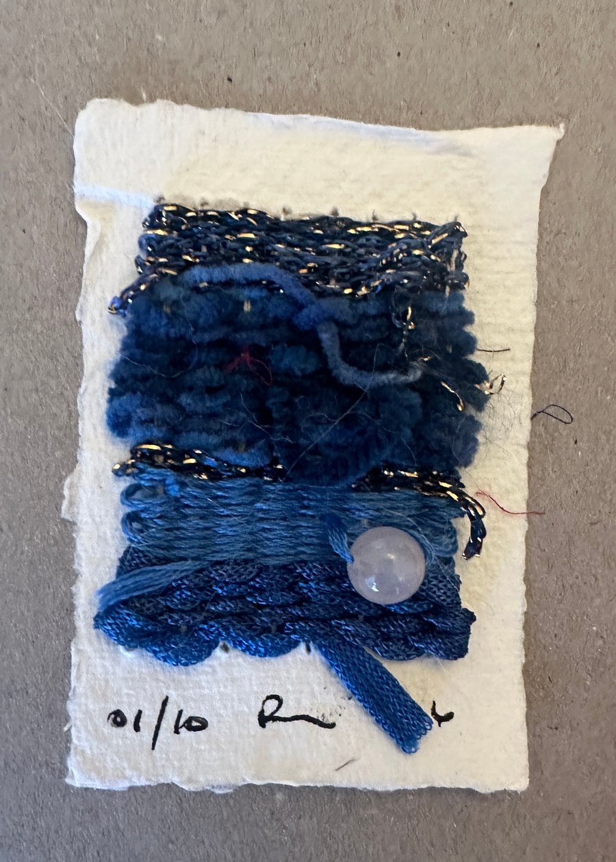 Beaded miniature weaving on paper 1 of 10 