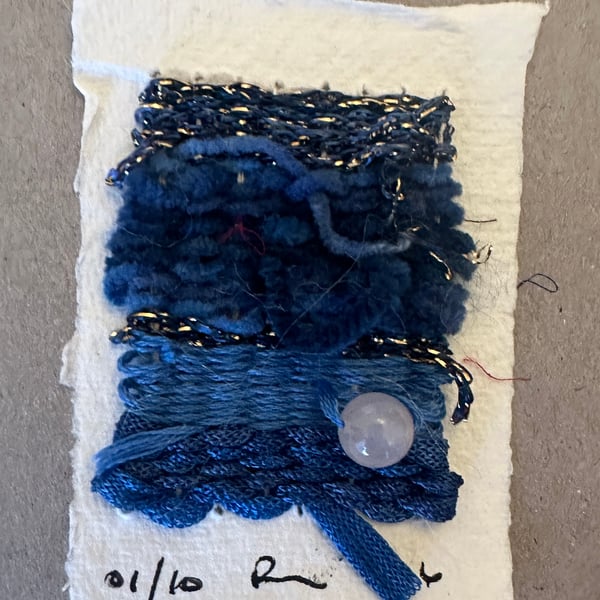 Beaded miniature weaving on paper 1 of 10 