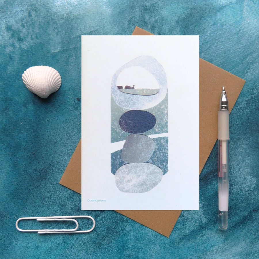 The Needles Isle of Wight blank art greeting card art card plastic free