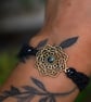 Macrame Bracelet with Labradorite brass flower and tourmaline 