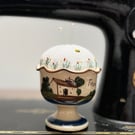 Mottoware pin cushion ‘take a little cream’ embroidered flowers and bee