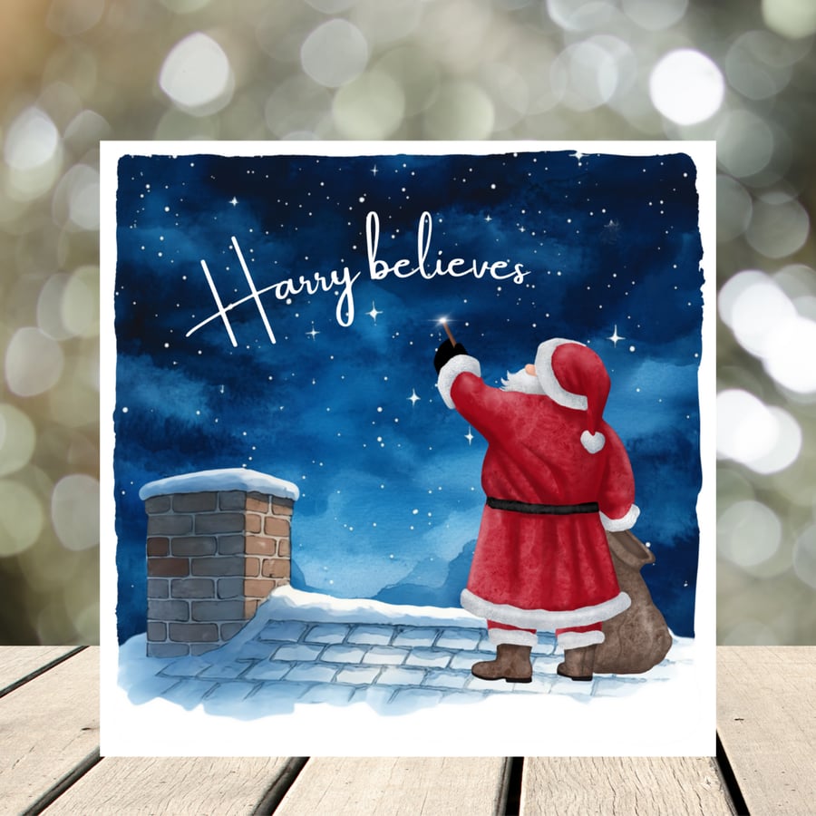 I believe - personalise Santa Christmas Card