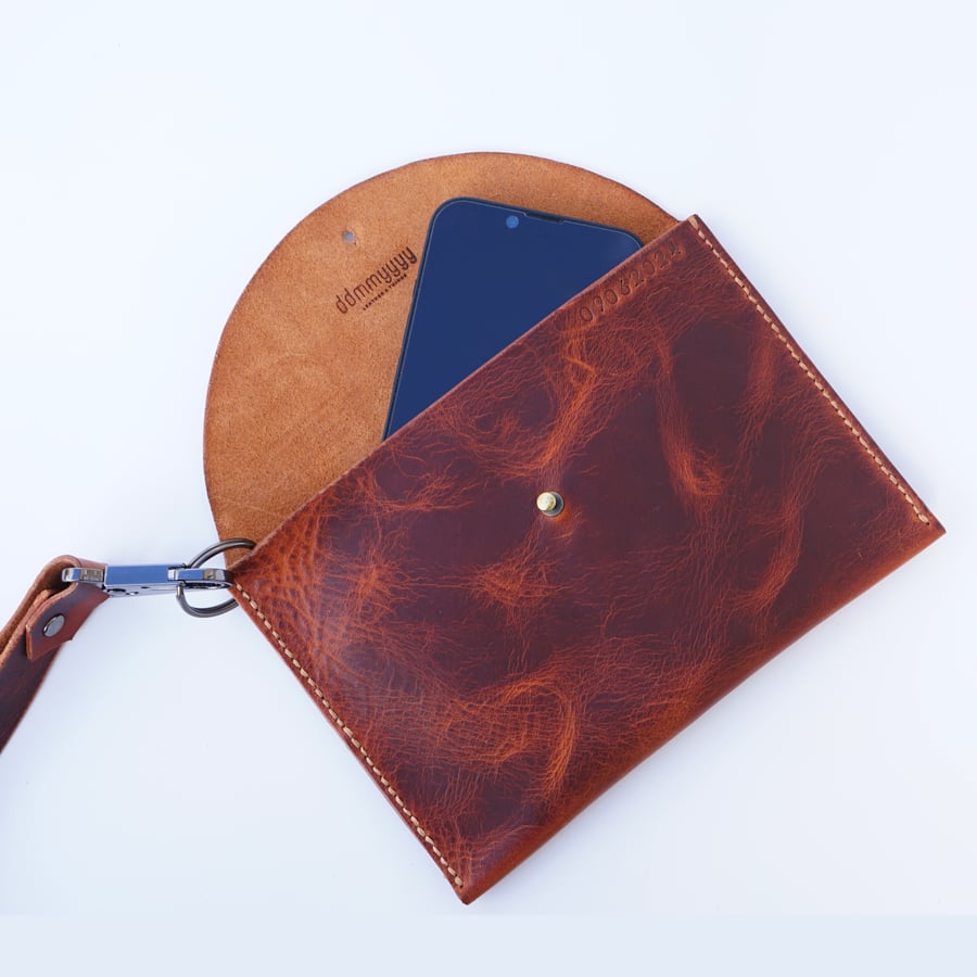 Premium Hand Wallet with Wrist Strap - Light Brown