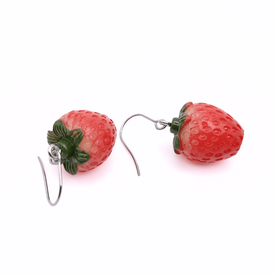Resin Strawberry Drop Earrings