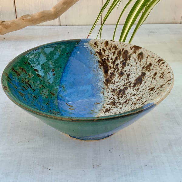 Decorative Dish with winter wood & midnight rain glaze