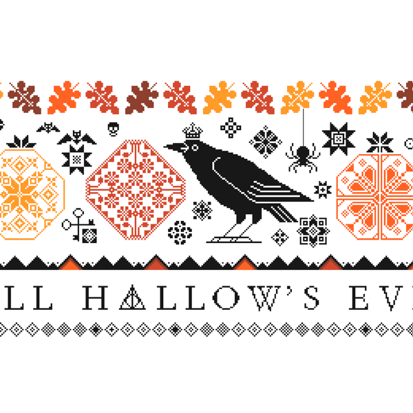 009 - Cross Stitch All Hallows Eve Quaker Pumpkins for Halloween