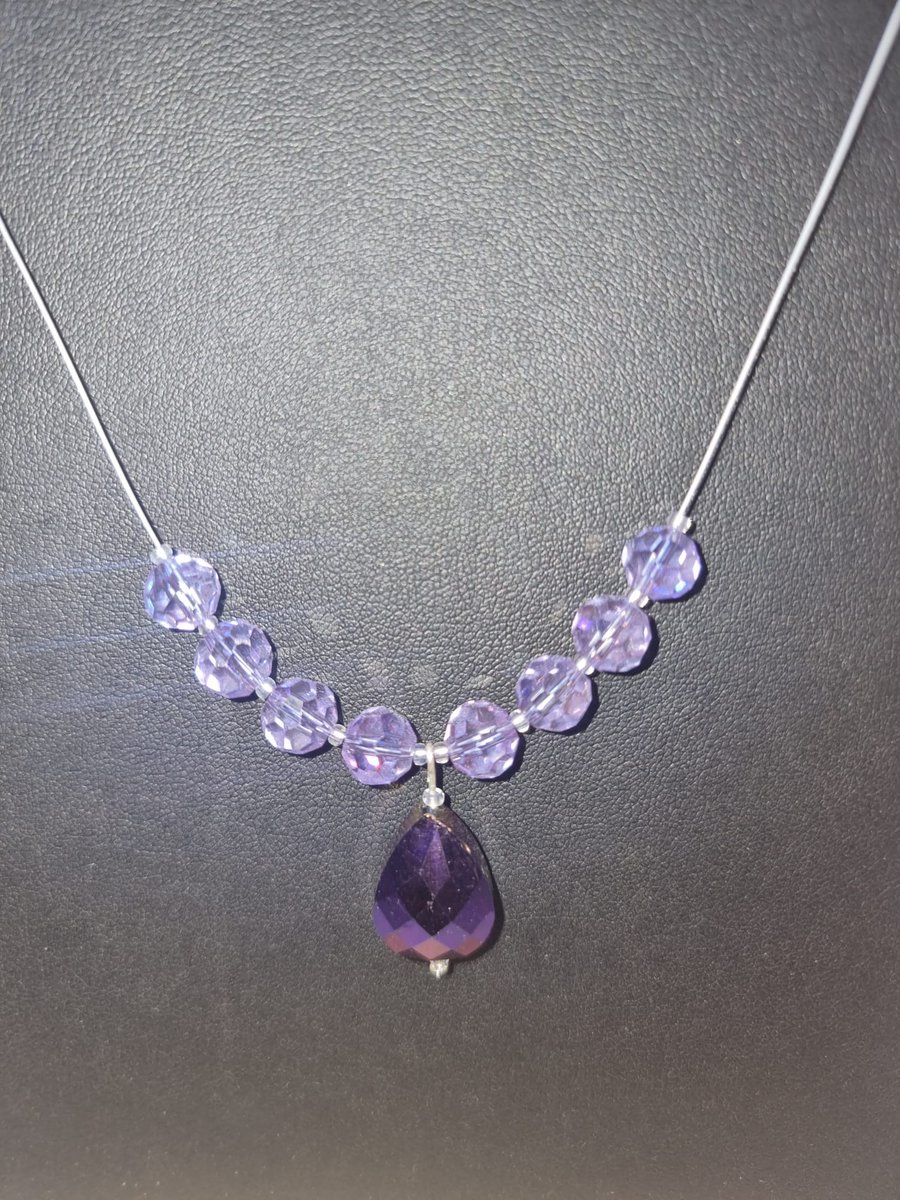Purple drop charm necklace