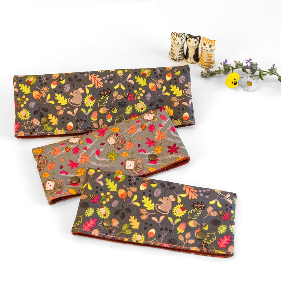DPN holder, cosy or case made with cute woodland cotton prints
