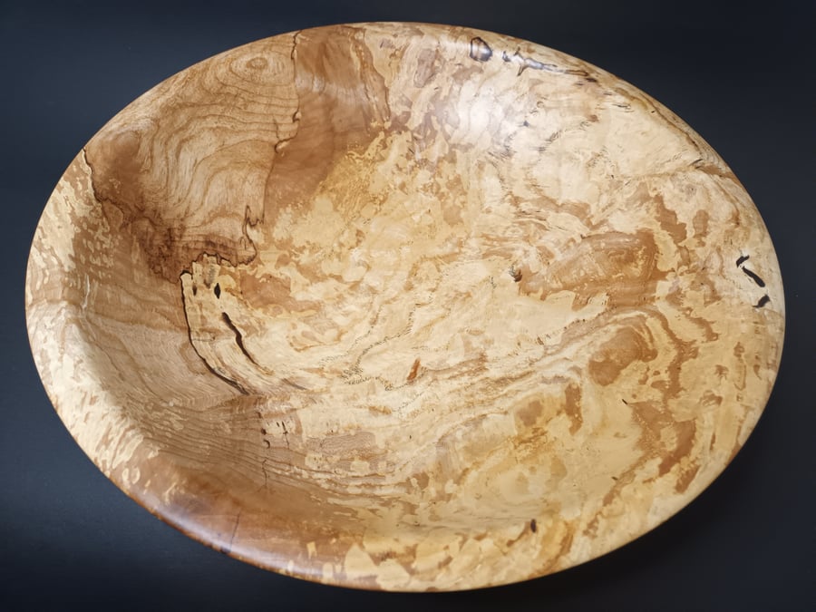Large hand turned Spalted Beech fruit, salad bowl