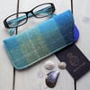Harris Tweed eyeglasses case in turquoise tartan