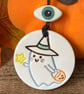 Ceramic cute ghost decoration with eyeball bead - Image 1