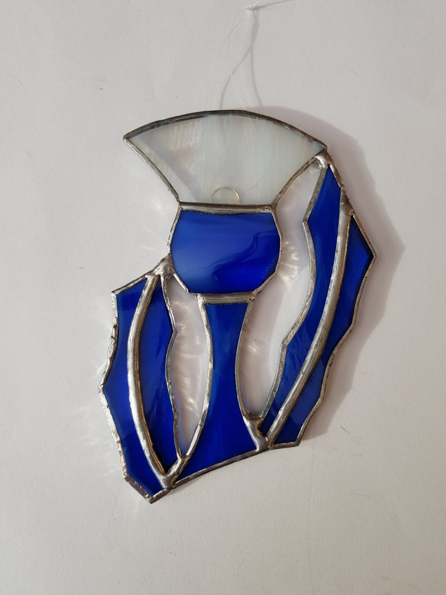 039 Stained Glass Scottish Thistle - handmade hanging decoration.
