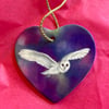 Perfectly Imperfect - Heart shaped ceramic Owl ornament - a 'second'