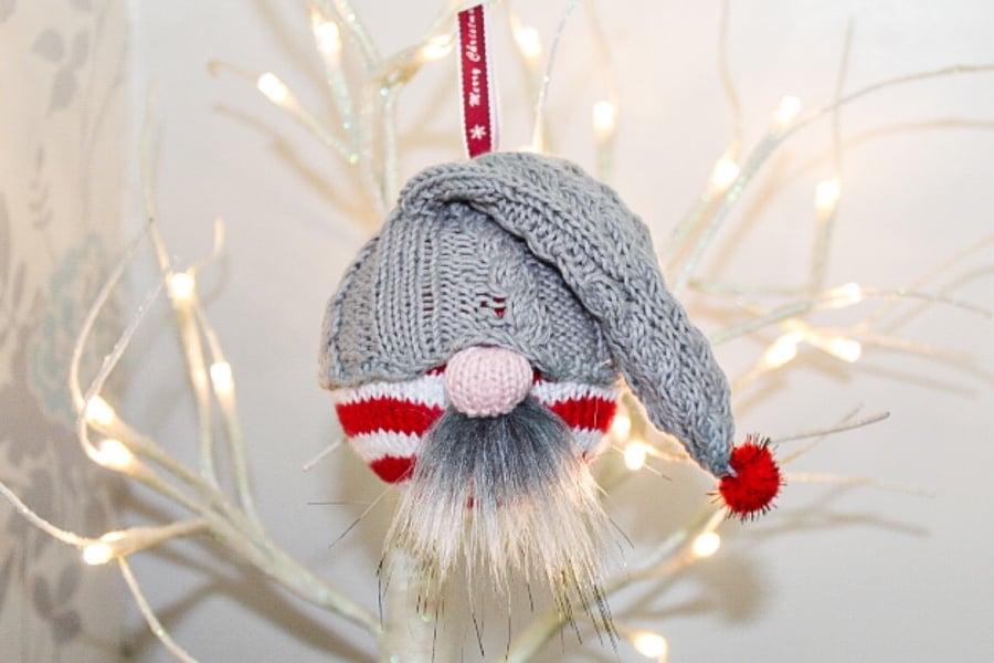 Hand knitted Christmas Gonk bauble