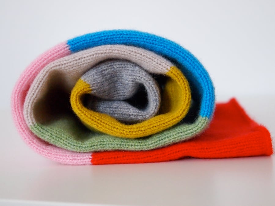 Available In 3 Sizes - Knitted Lambswool Striped Blanket