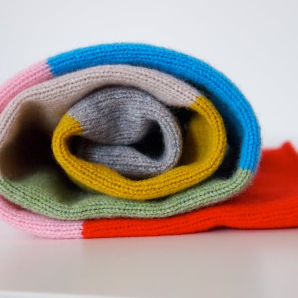 Available In 3 Sizes - Knitted Lambswool Striped Blanket