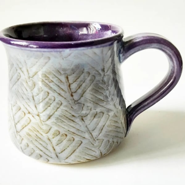 Purple Patterned Mug - Hand Thrown Stoneware Ceramic Mug