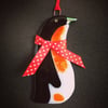 SALE  Fused Glass Penguin Christmas Decoration