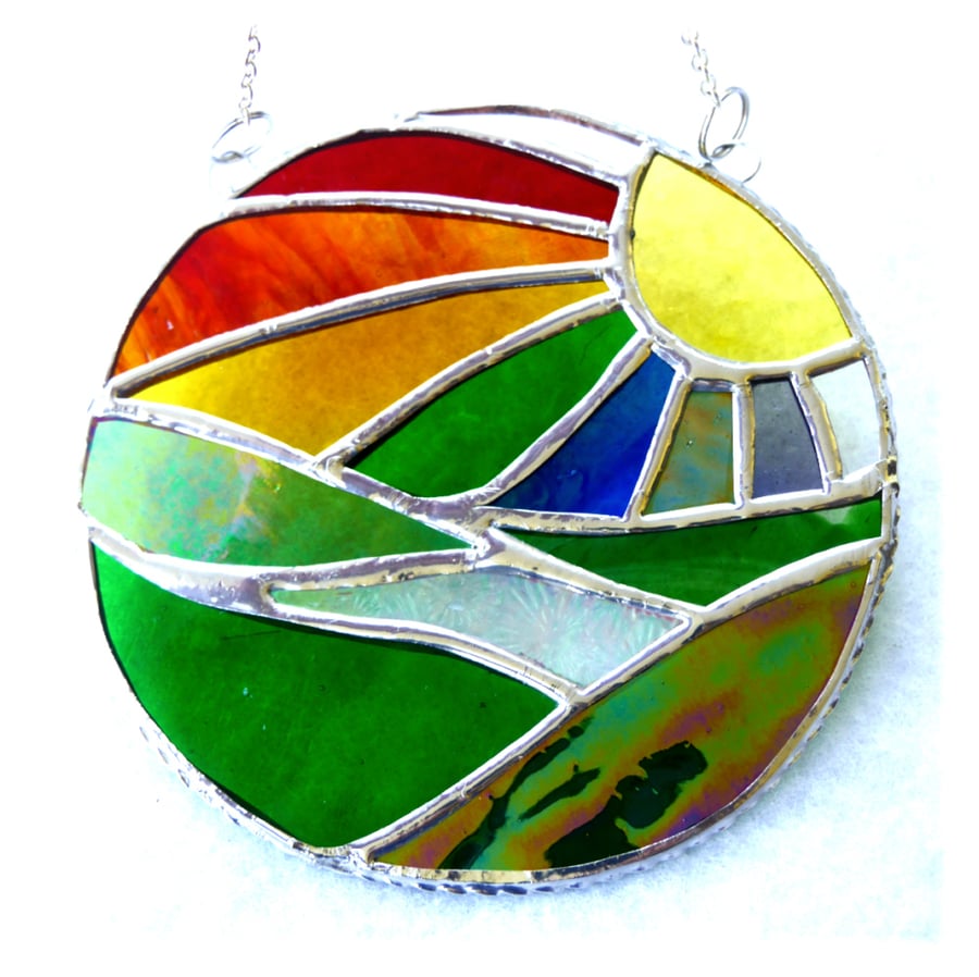 New Day Stained Glass Suncatcher Handmade Rainbow Ring 053