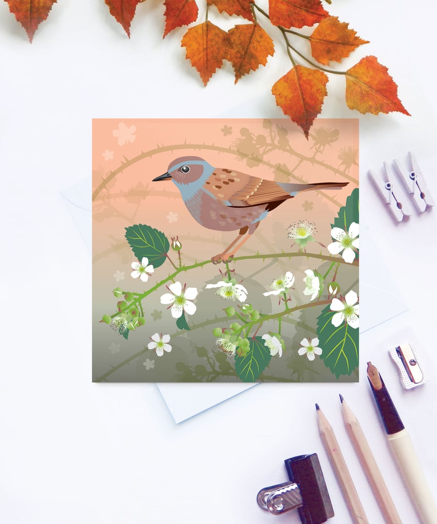 Hedge Sparrow or Dunnock Card - British Bird, Eco Friendly, FSC card