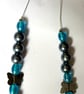 Handcrafted Blue & Gunmetal Pearl Butterfly Necklace 