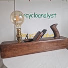 Industrial Steampunk Desk Lamp - Repurposed Antique Box Plane Woodworking Tool